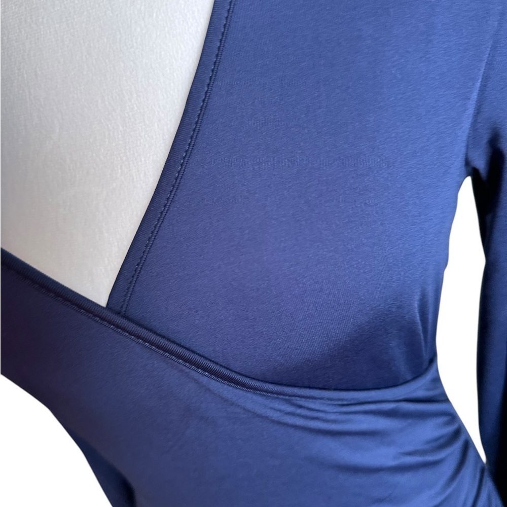 Ouges Navy Blue V-neck Ruched Long Sleeve Bodycon… - image 13